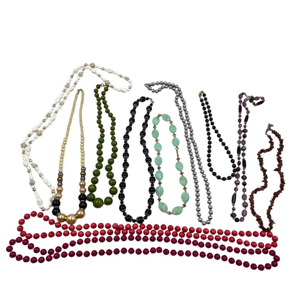 Vintage Large Lot 11 Beaded Necklaces Fashion Costume Jewelry Layering